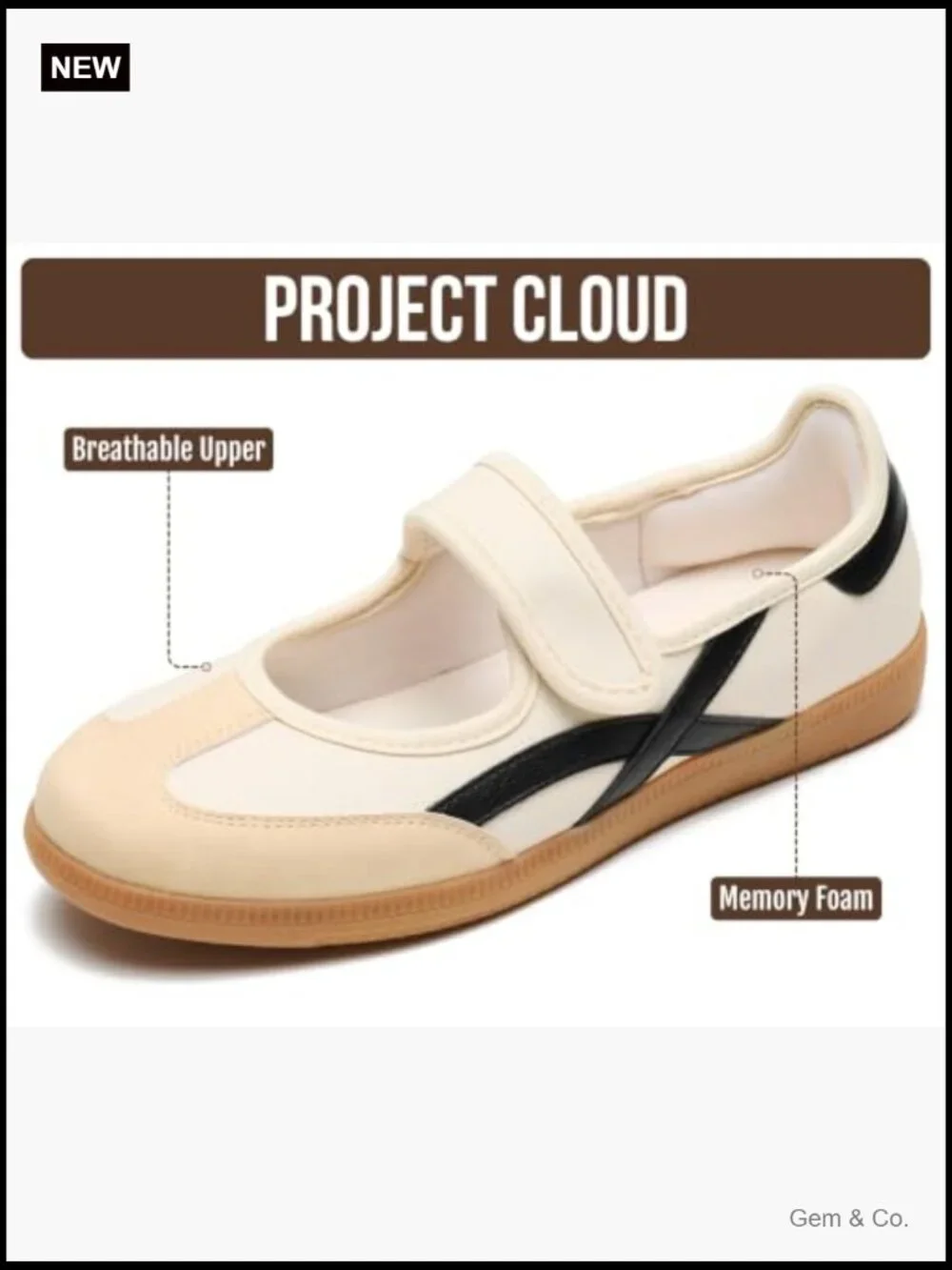 Casual Mary Jane Sneakers with Memory Foam - Non-Slip Lightweight